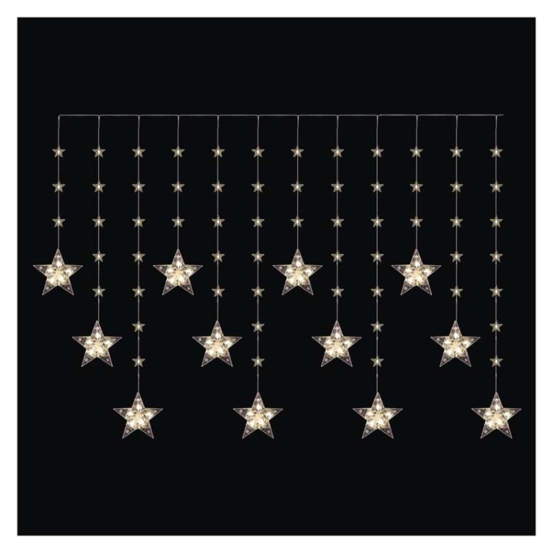 Vianočná LED girlanda – hviezdy, 1,7 m, 3x AA, do interiéru, teplá biela, časovač 8592920159231