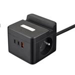 Viking síťový adaptér YC23H, 2x 230 V, 1x USB-A, 2x USB-C, dotykové světlo, funkce stojánku, černá VYC23HB