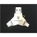 Viking USB Flash disk 3.0 4v1 s koncovkou Lightning/Micro USB/USB/USB-C, 64 GB, stříbrná VUFII64S