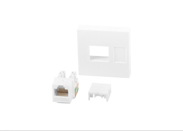 WALL SOCKET RJ45 45X45 + KEYSTONE CAT.6 UTP WHITE LANBERG