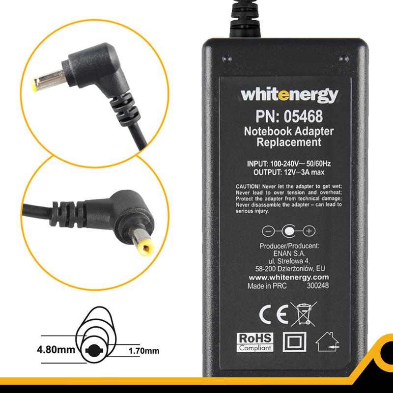 WE AC adaptér 12V/3A 36W kon. 4.8x1.7 mm Asus Eee 05468