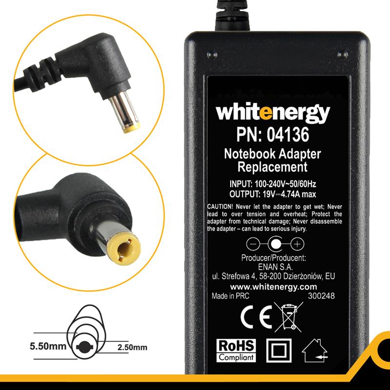 WE AC adaptér 19V/4.74A 90W konektor 5.5x2.5mm 04136