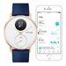 Withings Steel HR (36mm) Rose Gold w/ Blue Leather + Grey Silicone wristband 36white-RG-L-Blue