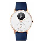 Withings Steel HR (36mm) Rose Gold w/ Blue Leather + Grey Silicone wristband 36white-RG-L-Blue