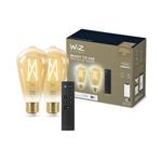 WiZ 2xE27 ST64 + ov. 2ks LED Ziarovka + Dialkovy ovladac 8719514551077 A 8719514550155