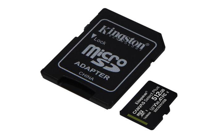 1 TB . microSDXC karta Kingston Canvas Select Plus U3, V30, A1 (r/w 150MB/s) + adapter SDCS3/1TB
