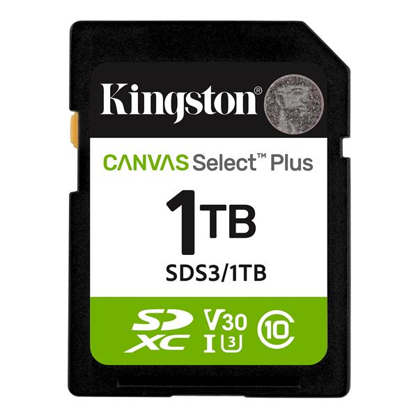 1 TB .SDXC karta Kingston Canvas Select Plus SD U3, V30 (r150MB/s) SDS3/1TB