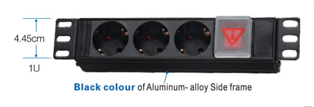 10" napájecí panel OC 3x230V-2m PPO Black 96101