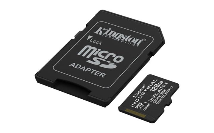 128 GB . microSDXC karta Kingston Industrial C10 A1 pSLC Card + SD Adapter SDCIT2/128GB
