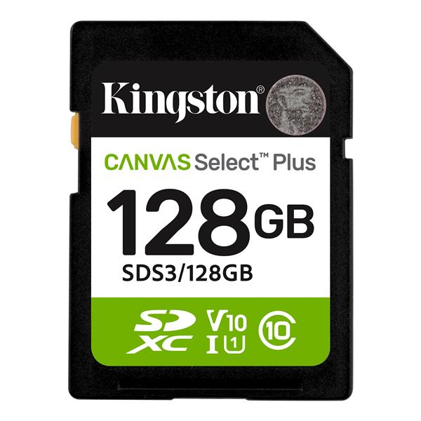 128 GB .SDXC karta Kingston Canvas Select Plus SD U1, V10 (r150MB/s) SDS3/128GB