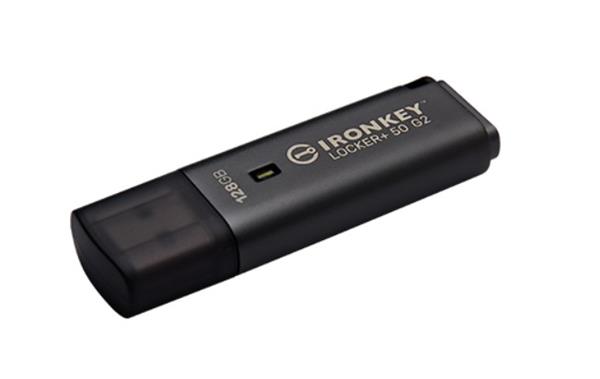 128 GB . USB 3.2 kľúč . Kingston IronKey Locker+ 50 G2, strieborný ( r145MB/s, w115MB/s) IKLP50G2/128GB
