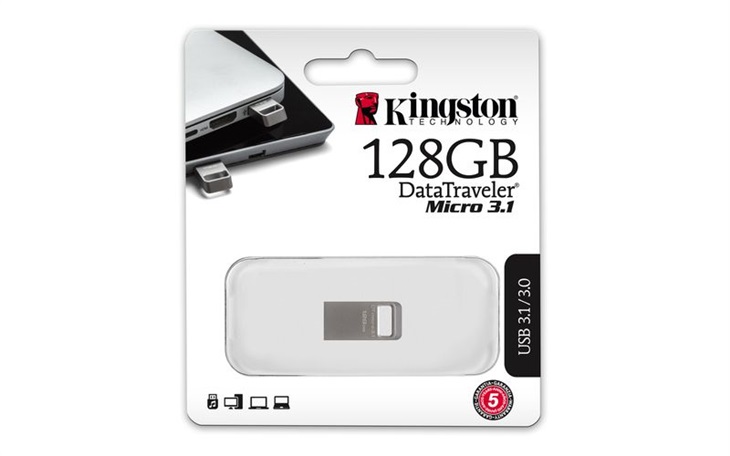 128 GB . USB klúč . Kingston DataTraveler Micro USB 3.1/3.0 ( r100MB/s, w15MB/s ) DTMC3/128GB