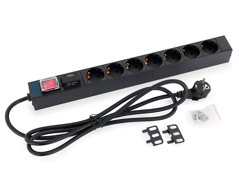 19',7xDE zásuvka,vypínač,bleskojistka,3x1.5mm 2m RAB-PD-X12-A1