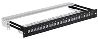 19" modulární stíněný panel LEXI-Net 24port, černý, výsuvný LXPPM19-1U-24-P