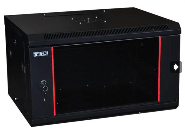 19" OCRACK OCC-04U-45SBK rozvaděč nástěnný 4U/450mm celoskleněné dveře BLACK 9349BK