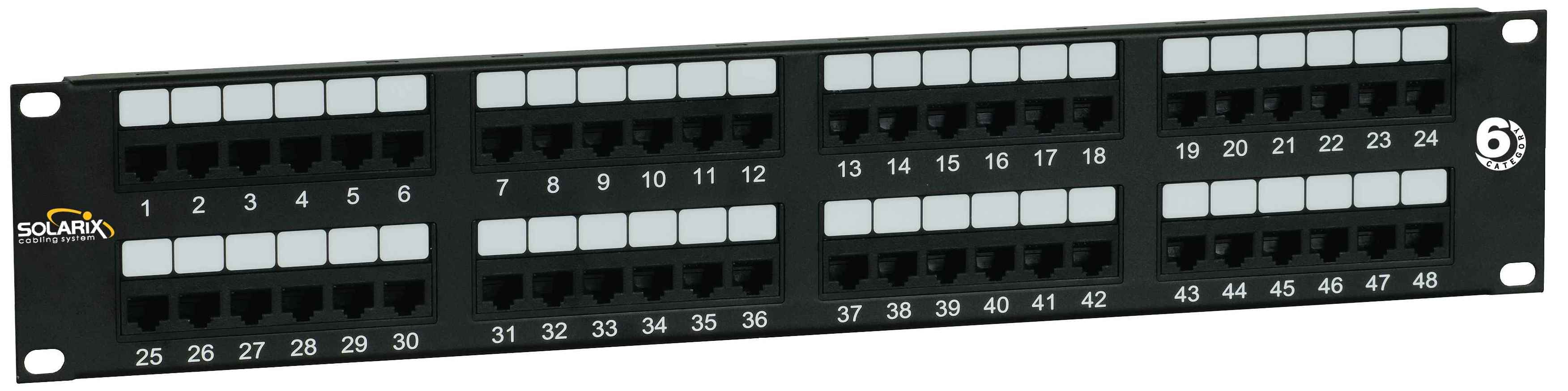 19" Patch panel Solarix 48 x RJ45 CAT6 UTP černý SX48-6-UTP-BK