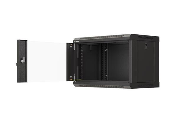 19" RACKOVÁ SKŘÍŇ PRO MONTÁŽ NA STĚNU 6U/540X350 (FLAT PACK) S PROSKLENÝMI DVEŘMI ČERNÁ LANBERG WF03-5306-10B
