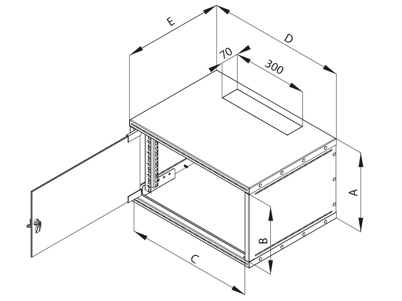19"rozvaděč jednodí. 12U/400mm FLAT-PACK plech.dv. RXA-12-CS4-CAX-A1