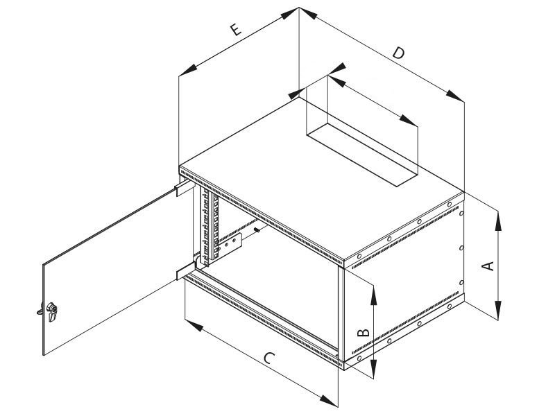 19"rozvaděč jednodíl.4U/400mm FLAT-PACK plech.dv. RXA-04-CS4-CAX-A1