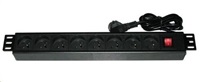 19" rozvodný panel 8x230V, ČSN, vypínač, indikátor napětí, kabel 1,8m, výška 1.5U ZASUVKA8-19