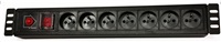 19" rozvodný panel LEXI-Net 7x230V, ČSN, vypínač, proudová ochrana, kabel 3m, 1,5U NAPPAN2237B