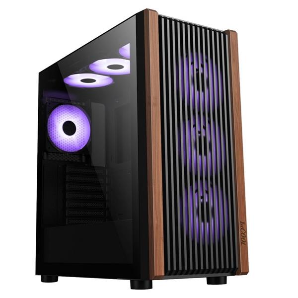 1stCOOL G6 Noble Wood Decor TS ARGB, skrinka ATX, USB3.0, USB-C, 4x ARGB ventilátor ML-G6-NOBLE-USBC-ARGB