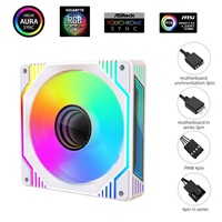 1stCOOL Ventilátor AURA EVO Mirror ARGB PWM, 120mm, bílá F12-AURA-EVO-W1