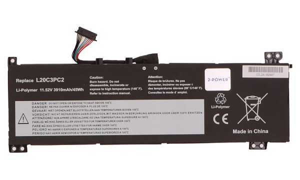 2-Power pro Lenovo ( L20C3PC2 alternativ ) Baterie do Laptopu 11,52V 3910mAh CBP3911A