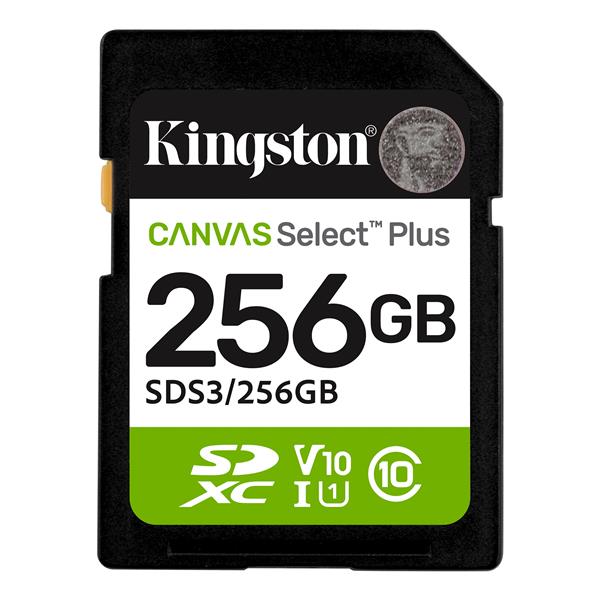 256 GB .SDXC karta Kingston Canvas Select Plus SD U1, V10 (r150MB/s) SDS3/256GB