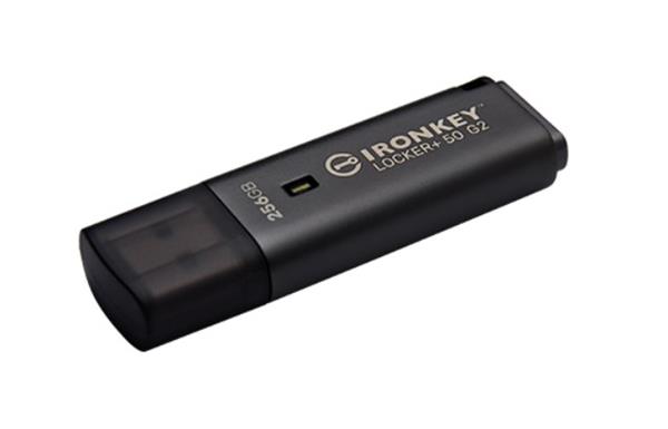 256 GB . USB 3.2 kľúč . Kingston IronKey Locker+ 50 G2, strieborný ( r145MB/s, w115MB/s) IKLP50G2/256GB