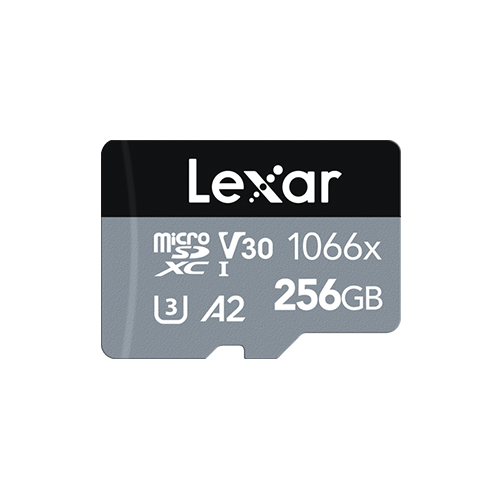 256GB Lexar® High-Performance 1066x microSDXC™ UHS-I, up to 160MB/s read 120MB/s write C10 A2 V30 U3 LMS1066256G-BNANG