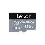 256GB Lexar® High-Performance 1066x microSDXC™ UHS-I, up to 160MB/s read 120MB/s write C10 A2 V30 U3 LMS1066256G-BNANG