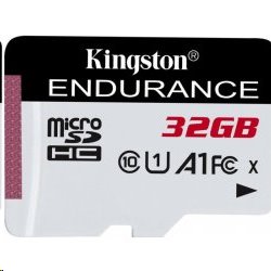 32 GB . microSD karta Kingston High Endurance Class 10 UHS-I U1 (r95MB/s, w30MB/s) bez adaptéra SDCE/32GB