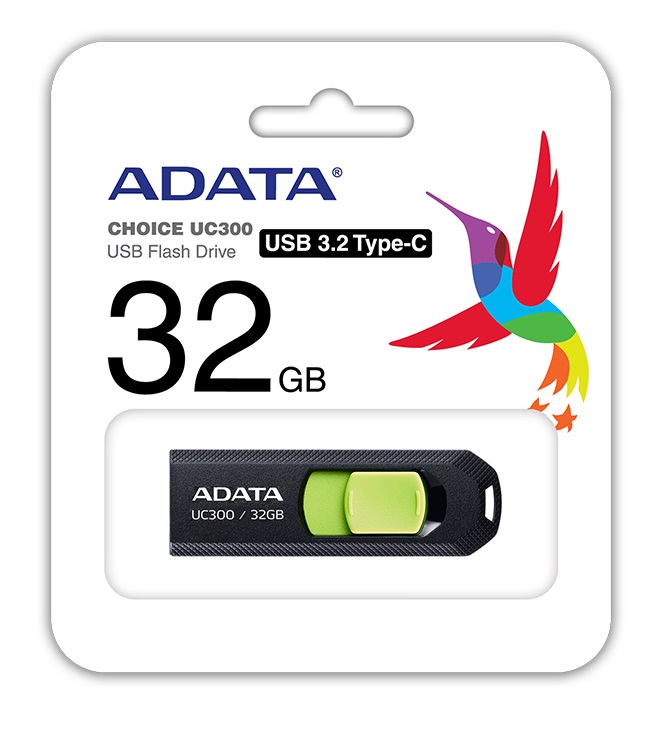 32GB ADATA UC300 USB 3.2 černá/zelená ACHO-UC300-32G-RBK/GN