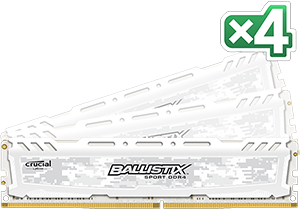 32GB kit DDR4 - 2400 MHz Crucial Ballistix Sport LT White CL16 DR x8 DIMM, 4x8GB BLS4C8G4D240FSC