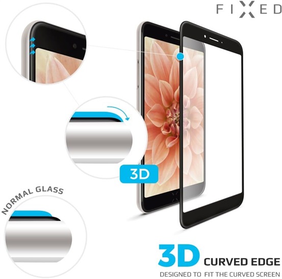 3D sklo FIXED iPhone 7/8, plné lepení, černé FIXG3D-100-033BK