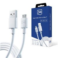 3mk datový kabel Hyper Cable USB-A/Micro USB 1.2m 5V 2,4A, bílá 5903108541176