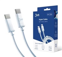 3mk datový kabel Hyper USB-C/USB-C (PD), 100W, 5A, 2m, bílá 5903108464543