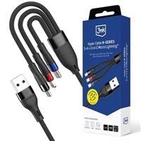 3mk kabel Hyper Cable N-SERIES A to C/Lightning/Micro 1.2m 9V/2A 18W QC3.0 Black