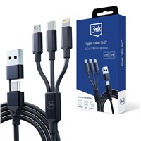 3mk nabíjecí kabel Hyper Cable 3in1 USB-A/C na USB-C/Micro USB/Lightning 1.5m, černá 5903108541244