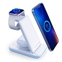 3mk nabíjecí stojánek Hyper Charger 15W, 3v1, bílá 5903108483056