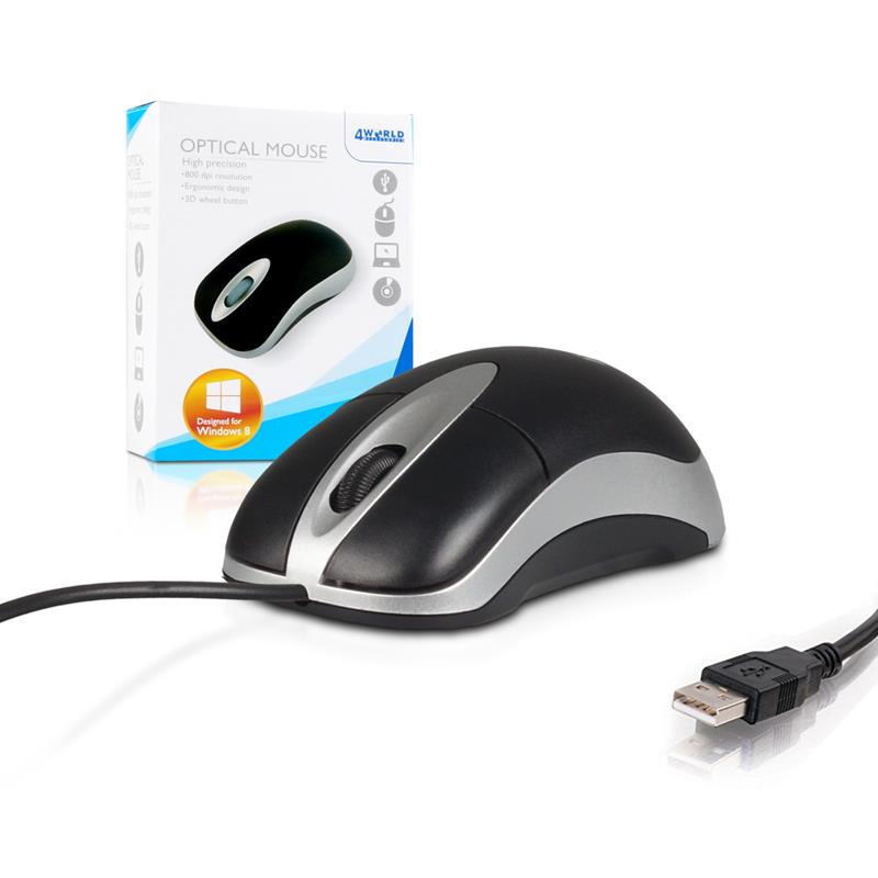 4World Myš optická USB 1200dpi Black/Silver