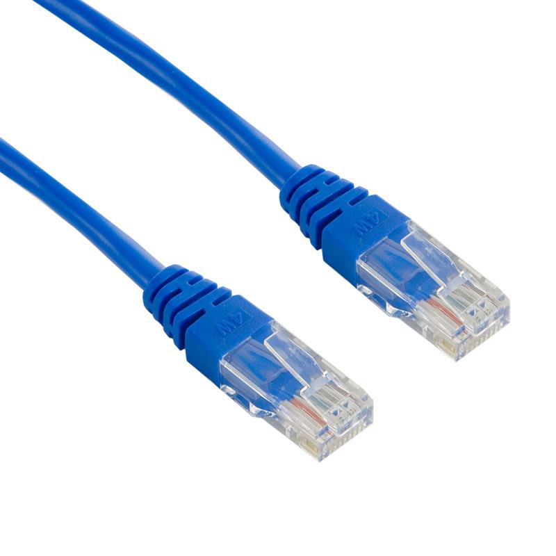 4World Sieťový kábel RJ45, s krytkou, Cat. 5e UTP, 5m, Modrý