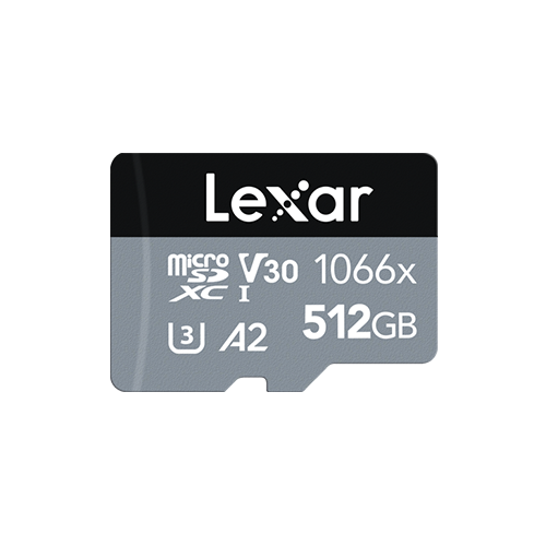 512GB Lexar® High-Performance 1066x microSDXC™ UHS-I, up to 160MB/s read 120MB/s write C10 A2 V30 U4 LMS1066512G-BNANG