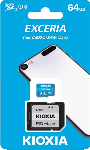64 GB . microSDHC karta KIOXIA Exceria Class 10 UHS I U1 + adaptér LMEX1L064GG2