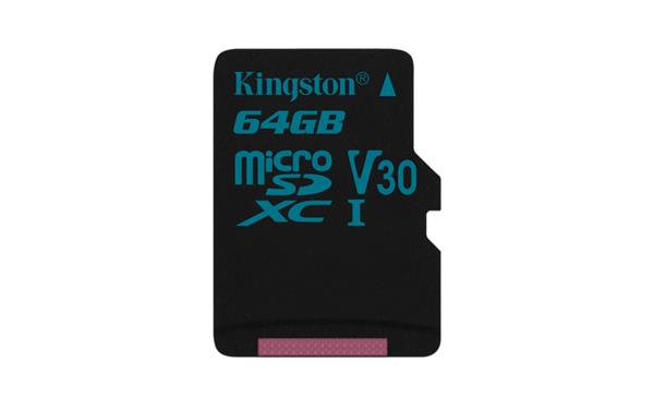 64 GB . microSDXC karta Kingston Class U3 UHS-I (r90MB/s, w45MB/s) bez adaptéra SDCG2/64GBSP