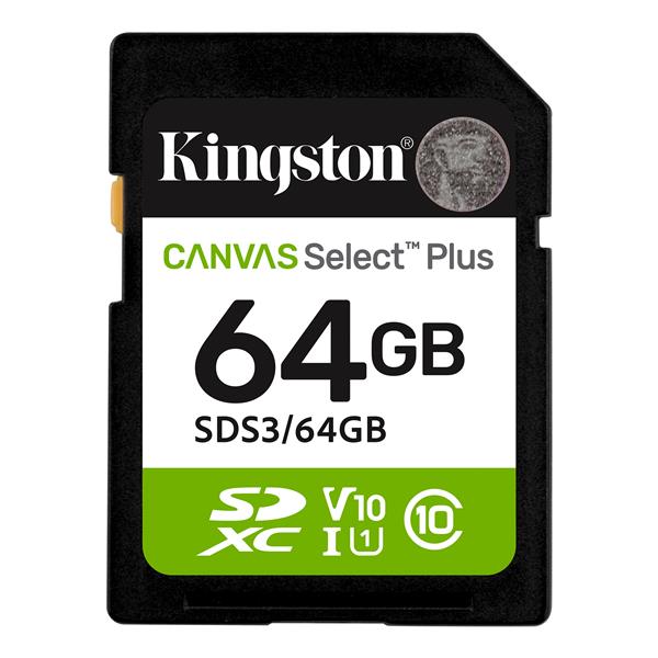 64 GB .SDXC karta Kingston Canvas Select Plus SD U1, V10 (r100MB/s) SDS3/64GB