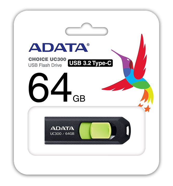 64GB ADATA UC300 USB 3.2 černá/zelená ACHO-UC300-64G-RBK/GN