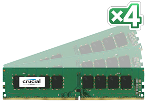 64GB DDR4 - 2133 MHz Crucial CL15 DR x8 DIMM kit, 4x16GB CT4K16G4DFD8213