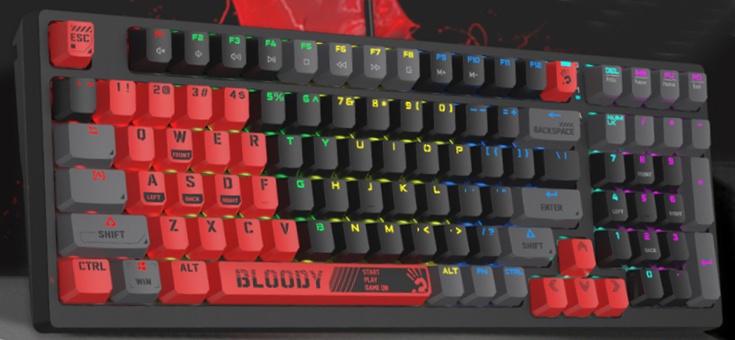 A4tech Bloody S98 Sports mechanická herní klávesnice,RGB podsvícení, Red Switch, USB, CZ, černá/červená S98-SR-80